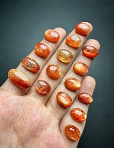 Cabujones de piedra solar de fuego naranja, cabujones de piedra solar de piedras preciosas raras genuinas de naranja cálido para hacer joyas, piedra solar de alta calidad AA + - Product Image 1