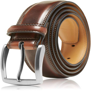 Cinturón de piel auténtica de vaca para hombre, venta al por mayor, cinturón de piel de vaca Vintage, hebilla de Pin con logotipo personalizado, uso de doble cara, Pakistán - Product Image 1