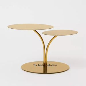 Mesa auxiliar de Metal dorado de diseño moderno de lujo para decoración de sala de estar de Hotel en casa mesas de centro elegantes - Product Image 6