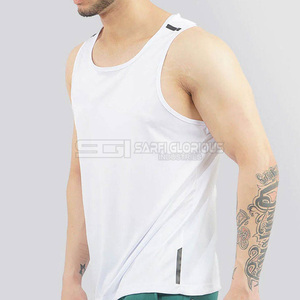 <b>Men</b> Sublimated Green <b>White</b> Fitness Singlet Gym <b>Tank</b> <b>Top</b> Sleeveless High Stretch Cotton Spandex Vest - Product Image 5