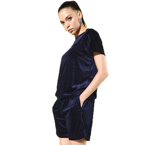 Ensemble de 2 pièces en velours pour femmes, pulls à manches courtes, t-shirts et shorts en velours, vêtements de sport pour femmes, ensemble de deux pièces en velours. - Product Image 1