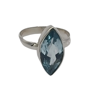 Navya Craft's Handcrafted Sterling Silver <b>Ring</b> for Women Blue Topaz Marquise Bezel Set <b>Statement</b> Jewelry Gift for Her - Product Image 2