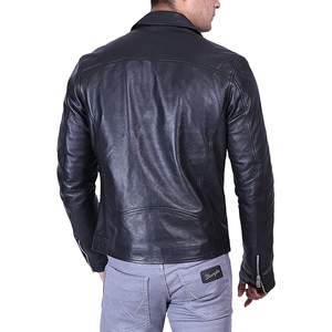 Veste en cuir pour homme de couleur unie, col montant, design personnalisé, veste de moto en laine pour homme, vêtements de rue d'hiver - Product Image 3