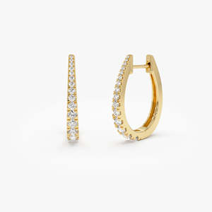 Boucles d'oreilles créoles en or 14 carats 2026, diamant naturel rond taille brillant monocouche, 0,50 ct, couleur GH, clarté VS, certifié par un tiers - Product Image 1