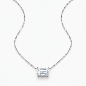 18K White Gold <b>Emerald</b> Cut Filled IGI Certified Lab Grown Diamond Natural Side Stones Classic 6gm <b>Pendant</b> Charms Women's - Product Image 3