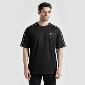 T-shirt noir 100 % polyester GAI Perform, tricoté, pour entraînement sportif, avec fonction compressive, motif uni imprimé. - Product Image 1
