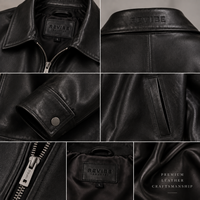 Veste décontractée en cuir véritable de vache noir surdimensionnée pour homme, style streetwear, avec logo frontal, fabrication OEM personnalisée