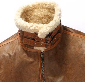 Blouson aviateur en cuir pour hommes chaud Piolt hiver vestes en peau de mouton manteau aviateur 100% cuir véritable - Product Image 3