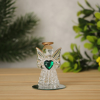 Ange en verre soufflé artisanal personnalisable, scintillant, avec accents dorés - Ornement de Noël de style européen
