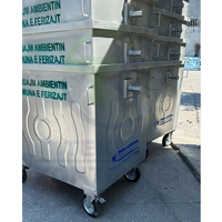 Bac de stockage de déchets métalliques de 1100 litres, design écologique, galvanisé (couvercle en plastique), utilisation extérieure, fabricant turc