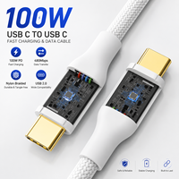 Cable USB C de Nailon Negro de 1.5m, 20V 5A 100W PD, Carga Rápida y Transferencia de Datos USB 2.0, Tipo C Dorado, Se Aceptan Pedidos Pequeños, OEM ODM