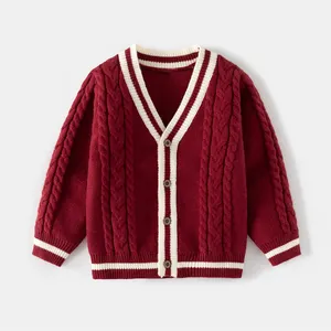 Atacado logotipo personalizado malhas 2024 novos meninos bebê malha jaqueta inverno blusas de bebê crianças camisola cardigan para crianças