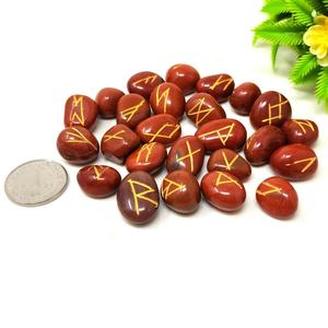 Bán Buôn Đỏ Jasper Rune Đá Đặt Khắc Với Vàng Biểu Tượng Đánh Bóng Tình Yêu Cho Bói Toán Chữa Bệnh Thiền Reiki Tinh Thể - Product Image 4