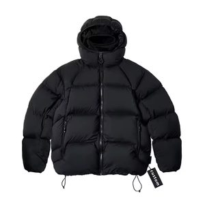 Veste d'hiver pour homme en laine à col rabattu avec fermeture éclair imperméable coupe-vent matelassée avec logo sur le devant - Product Image 3