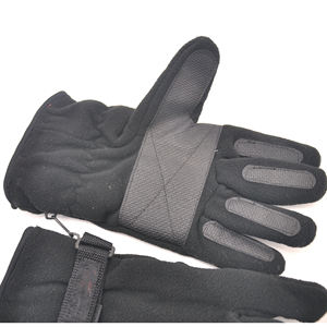 Guantes deportivos de invierno para adultos-Fleece de punto y Spandex con detalle de cuero Guantes de esquí al aire libre unisex negros - Product Image 2