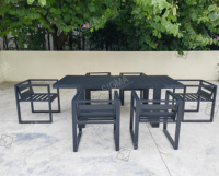 Ensemble de table et chaises de jardin d'extérieur résistant aux intempéries, mobilier de villa, ensemble de salle à manger en aluminium pour hôtel, patio