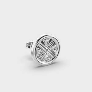 Boucles d'oreilles en diamants de luxe, argent sterling 925 massif, plaqué rhodium |   Design géométrique classique |   Bijoux Cadeau Anniversaire - Product Image 2