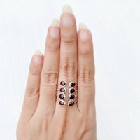 Bague ovale en grenat et argent sterling, classique, ajustable, personnalisable, ouverte, vintage, pour mariage, fête, unisexe