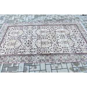Turkish <b>Rug</b>, 4.4x8 ft Area <b>Vintage</b> <b>Rug</b>, Brown Gray Striped <b>Rug</b> - Product Image 3