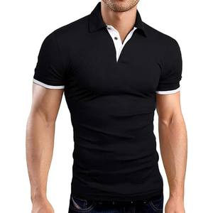 Polo noir de style golf pour homme, absorbant la transpiration, à manches courtes, vêtement décontracté moderne - Product Image 1