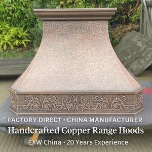 Tùy chỉnh tay Búa đồng phạm vi mui xe với dập nổi Tạp dề | sang trọng biệt thự nhà bếp treo tường thiết kế kim loại mui xe - Product Image 4