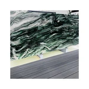 制造商批发天然绿色石材抛光大理石挪威浅绿色大理石板墙板