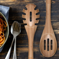 Ensemble d'ustensiles de cuisine en bambou éco-chic de qualité supérieure, 6 pièces, légers, durables, finition mate, outils de cuisson pour les chefs à domicile