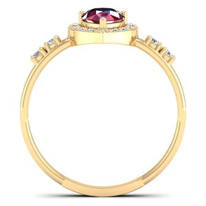 Bague REYES de luxe en argent sterling 925 avec pierre précieuse rubis taille poire de 0,75 carat et halo de moissanite, bijoux de haute qualité pour femmes - Product Image 4