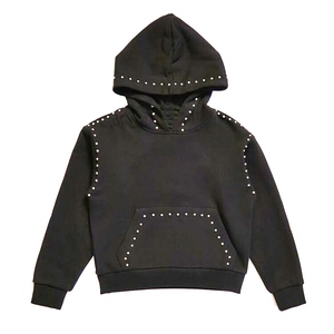 Luxurious Men Rhinestone Hoodies Factory Made Solid Cotton <b>Blended</b> Fleece High Street Winter Wear - Product Image 6