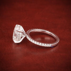 แหวนเพชรโมอิสทรงรีตัดรูปวงรีสำหรับสตรีสีทองขาวล้วนแบบ14KT หรูหราเครื่องประดับชั้นดีสำหรับทุกโอกาส - Product Image 5