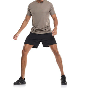 Hombres gimnasio secado rápido cuatro vías estiramiento Regular Fit camiseta ejercicio Activewear Atlético Fitness deporte manga corta Camisetas - Product Image 4