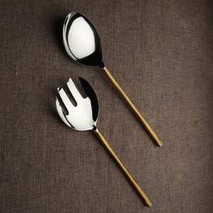 Outils de salade de serveur de salade d'acier inoxydable modestes parfaits pour des restaurants de ménage hôtel et ressource fabriqués à la main de l'Inde - Product Image 6
