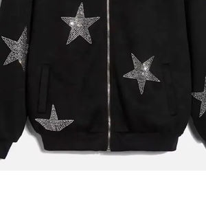 casual OEM Heavyweight Screen Print <b>Zip</b> Hoodies 100% Cotton Hoody Sweatshirt Custom Streetwear Rhinestone <b>Zip</b> <b>Up</b> <b>Hoodie</b> - Product Image 6