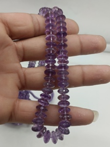 Perles d'améthyste naturelle de qualité supérieure, forme de soucoupe, facettées, de coupe allemande, très vendues, pour la fabrication de bijoux - Product Image 4