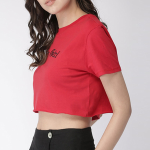 Vente en gros de crop tops pour femmes, couleur unie, décontracté, manches courtes, vêtements décontractés et de fitness, coupe ajustée, fabricant et fournisseur de crop tops en gros - Product Image 5