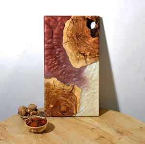 Planche à découper ronde en bois et résine, design exclusif, durable, passe au lave-vaisselle, vente en promotion - Product Image 1