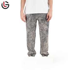 Pantalones de chándal para hombre, pantalones de chándal de gran tamaño con lavado ácido, pantalones de chándal acampanados con estampado Vintage desteñidos para hombre - Product Image 1