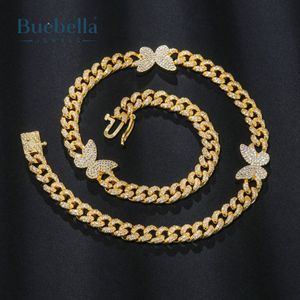 Venta caliente 925 Plata 14K chapado en oro 6mm mariposa cadena cubana gargantilla para mujer - Product Image 2