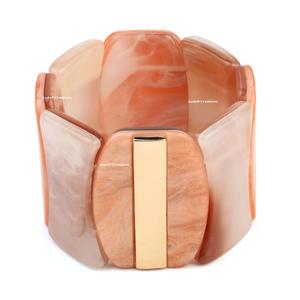 Hand-Curved Custom Resin Bead Stretch Wide <b>Bracelet</b> for Women Chunky <b>Fashion</b> Jewelry in Boho and Statement Styles - Product Image 1