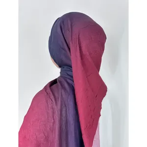 Premium Bamboo Reversible Women's <b>Lightweight</b> Long <b>Iron</b>-On Allergen-Free Shawl Scarf Daily Use Spring/Summer Instant Hijab - Product Image 2