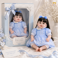 Poupée Reborn en vinyle TUSALMO personnalisée de 22 pouces, blanche, pour filles, avec cheveux noirs longs et raides, vêtements personnalisés, OEM ODM