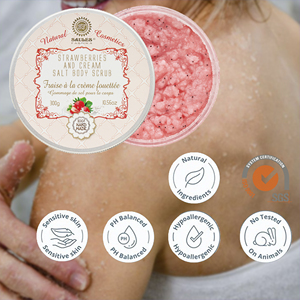 Moisturizing Strawberries and Cream Sea Salt <b>Body</b> <b>Scrub</b> Exfoliating <b>Body</b> Polish Soft Smooth Skin Deep Cleansing EU Made - Product Image 4