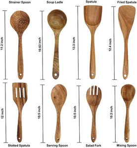 Ensemble de cuillères en bois faites à la main pour la cuisine, le service et la cuisine Ensemble d'outils de cuisine en bois de mangue d'acacia naturel fabriqué en Inde - Product Image 4
