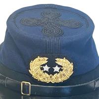 Gorra de Caballería CIVIL W UNION KEPI, Azul, Lana, Ajustable, con Espadas y Insignia de EE. UU.