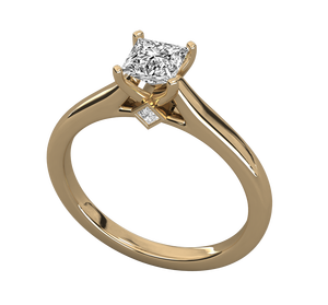 แหวนเพชรเลี้ยงในห้องปฏิบัติการ แหวนหมั้นสำหรับผู้หญิง ชุบทอง 14K ทรงเจ้าหญิง ได้รับการรับรองจาก IGI ผู้ส่งออกเพชรจากอินเดีย - Product Image 1