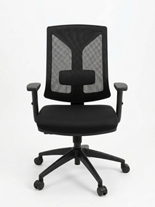 Chaise de bureau moderne en maille avec accoudoirs réglables, base pivotante, design ergonomique, dossier ouvert, style contemporain pour usage professionnel - Product Image 3