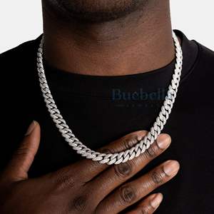 Recién llegado, collar de cadena cubana con moissanita de 8,5mm para hombre con oro blanco de 14K VVS Diamond Tester Pass Elite Jewelry - Product Image 2