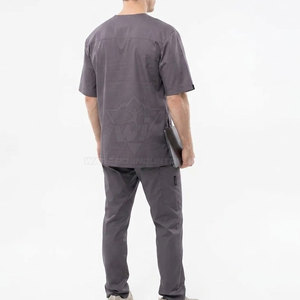 Slim Fit Men's <b>Scrub</b> <b>Sets</b> with Pocket Design Breathable Polyester/Cotton Fabric for Long Hospital Shifts - Product Image 6