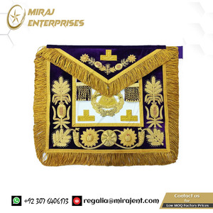 BRODERIE À MAIN EN OR VIOLET-TABLIER GRAND MASTER BLUE LODGE Fournisseur de tabliers maçonniques à séchage rapide - Product Image 5