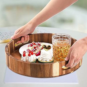 Dernier modèle de table d'appoint ronde en bambou naturel Plateau de service en bois de haute qualité pour la maison Accessoires de cuisine à bas prix - Product Image 3